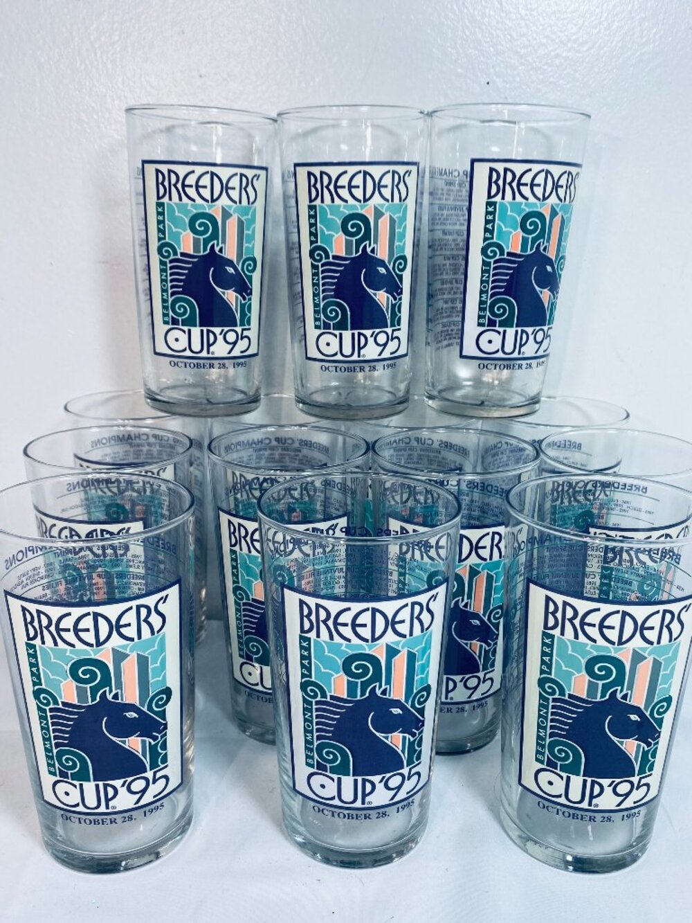 Breeders Cup Churchill Downs 1995 Lot of 14 Official Commem. Mint Julep Glasses